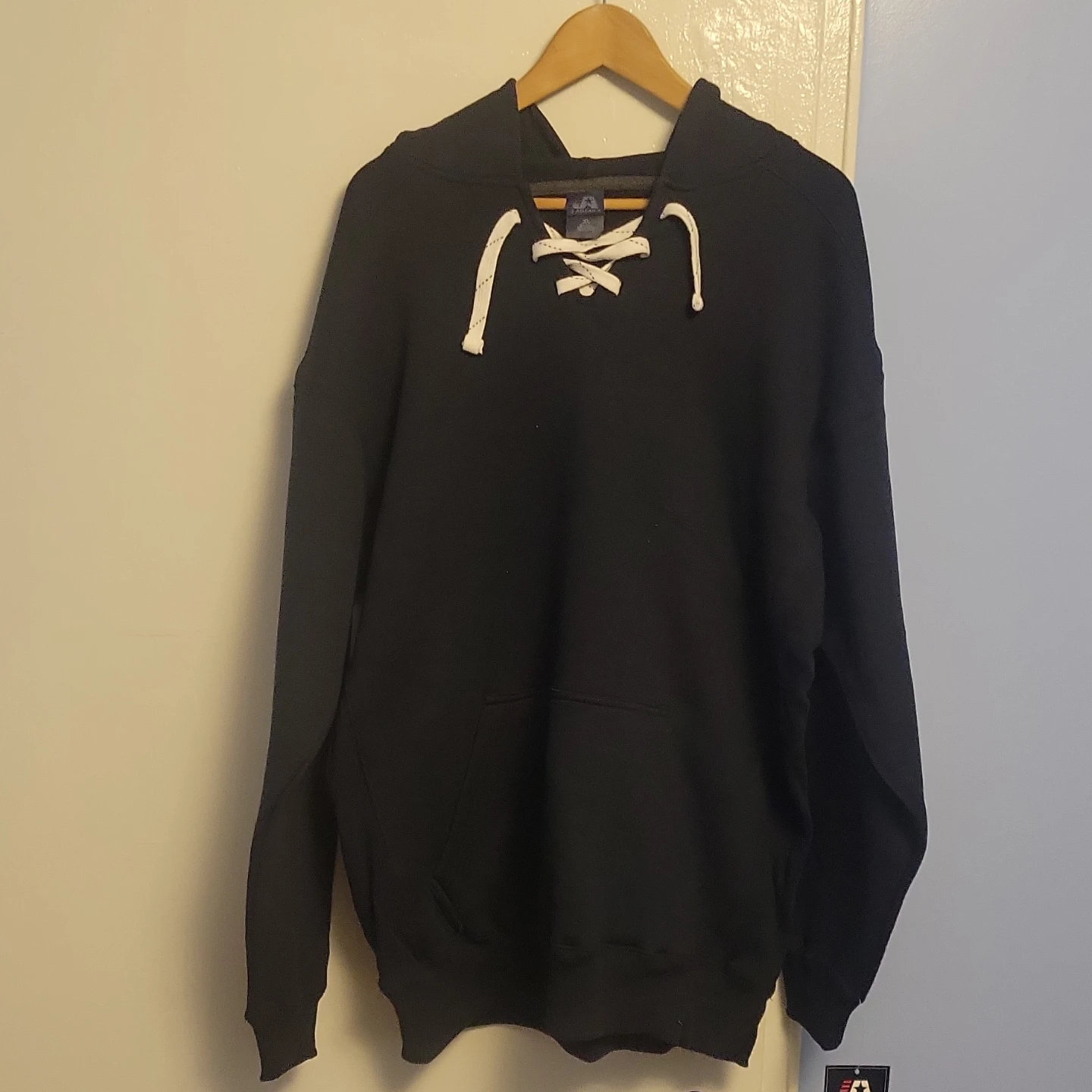 J America Hoodie XL Black Lace Up Hooded Sweatshirt - photo 3