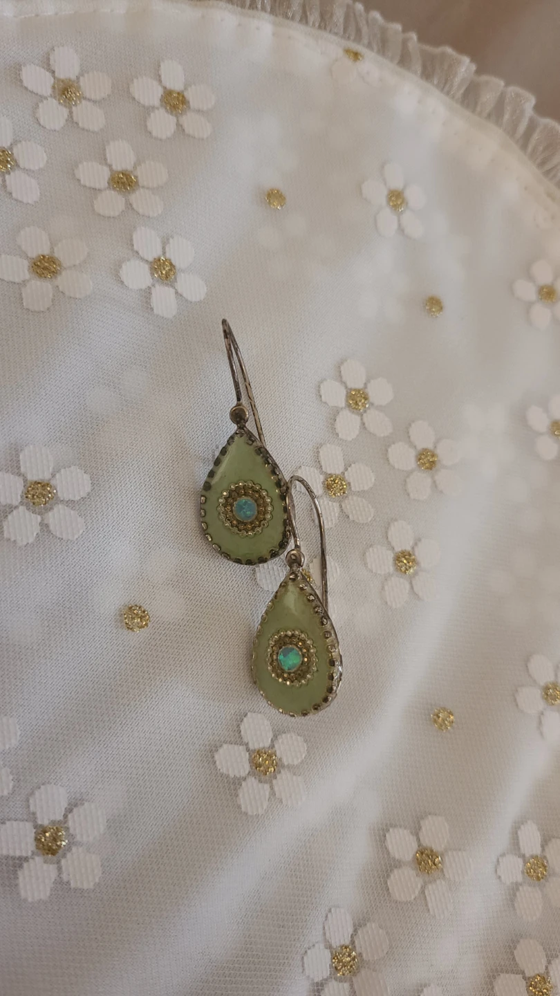 Sterling Silver Teardrop Earrings with Opal Stone
