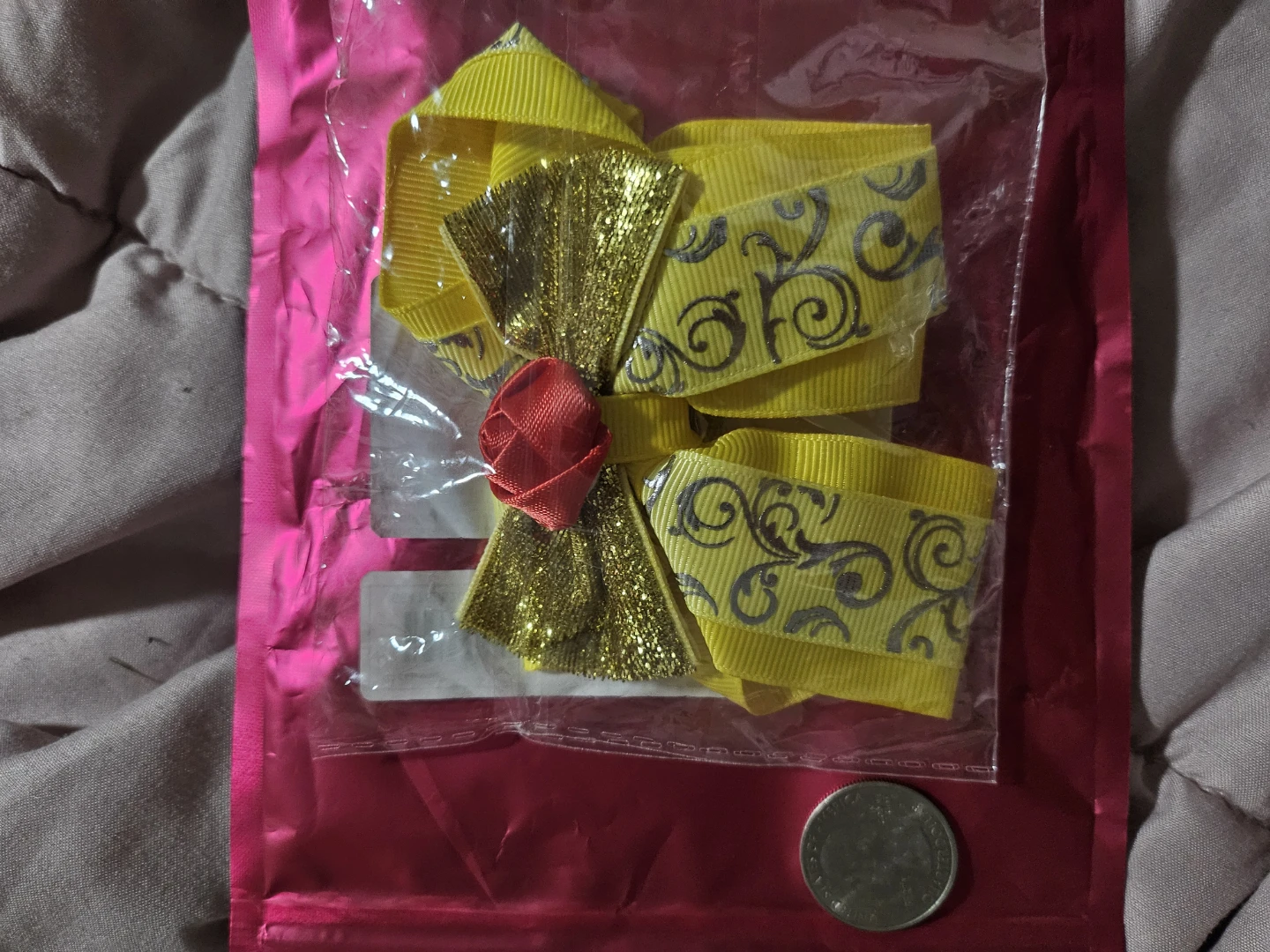 Belle's Disney Princess Yellow Ribbon Hair Bow - Red Rose - photo 2