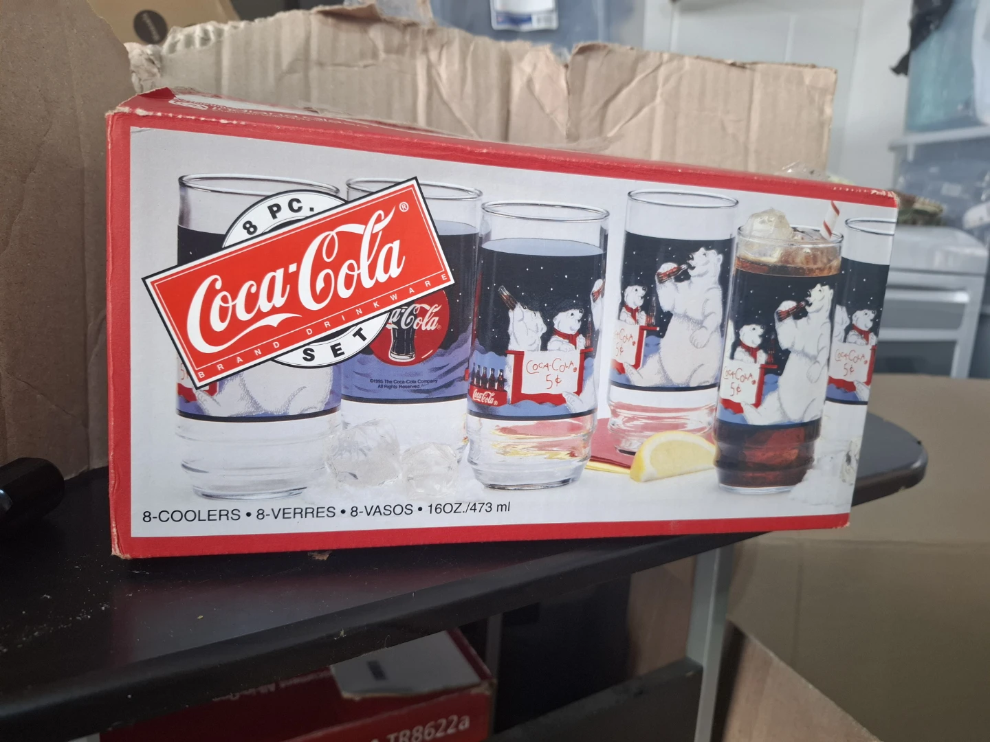 Coca-Cola 8 PC Beverage Set with PolarBears  by Indiana glass.