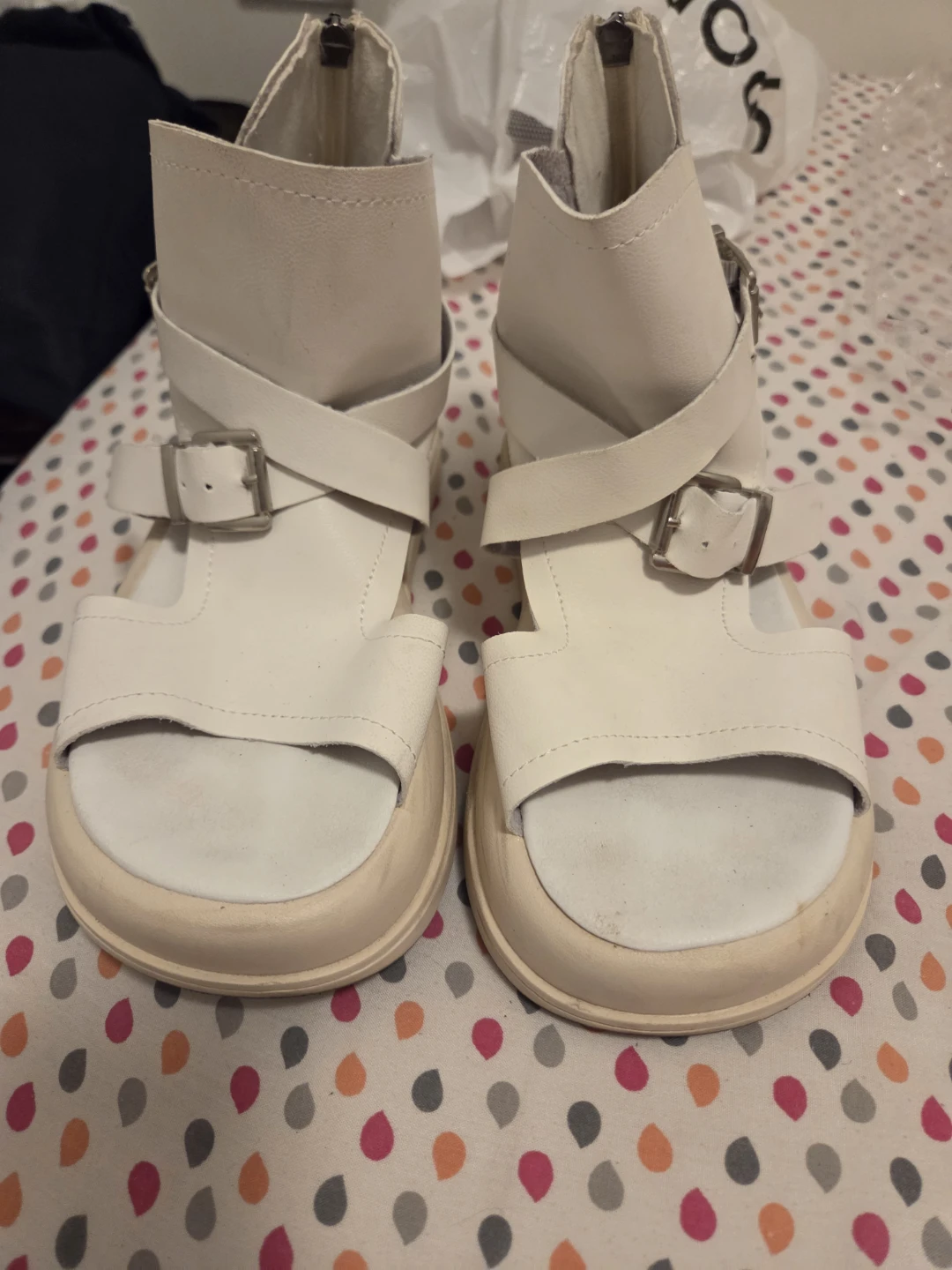 White Gladiator Platform Sandals - photo 2