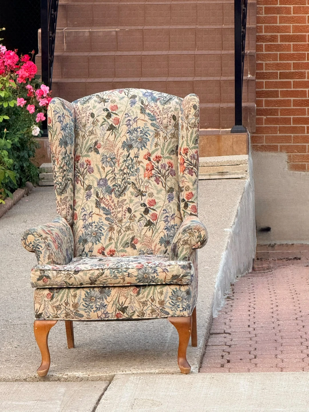 Floral Wingback Armchair
