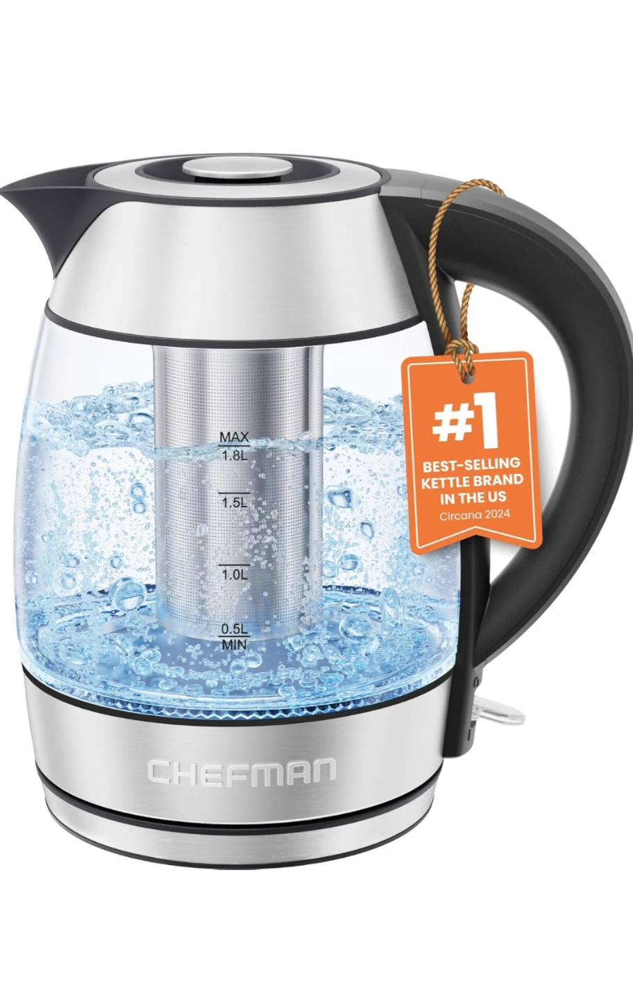 Chefman Easy-Steep 1.8L Glass Kettle