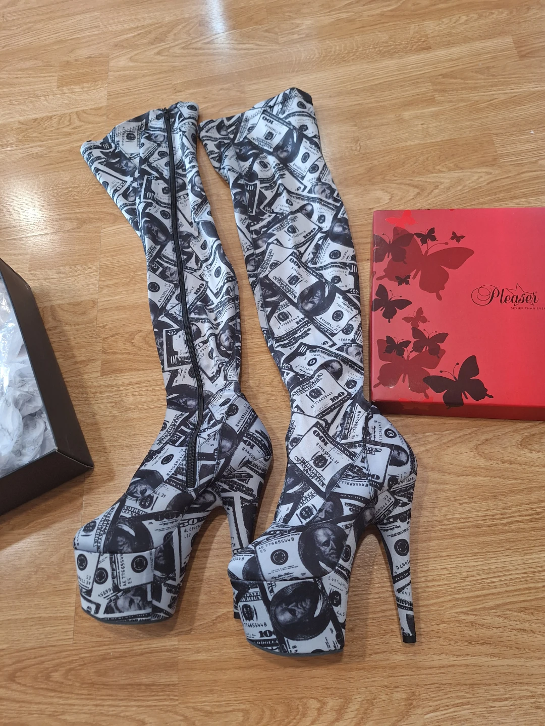 Pleaser Boots with Money Print💵💰8. Brand new