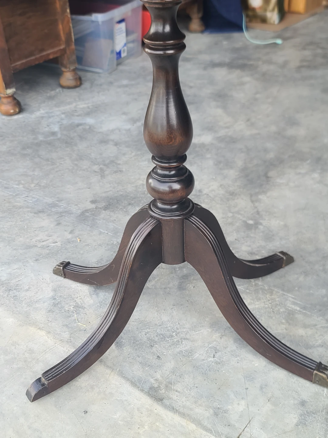 Vintage Wooden Pedestal Side Table with Drawer - photo 4