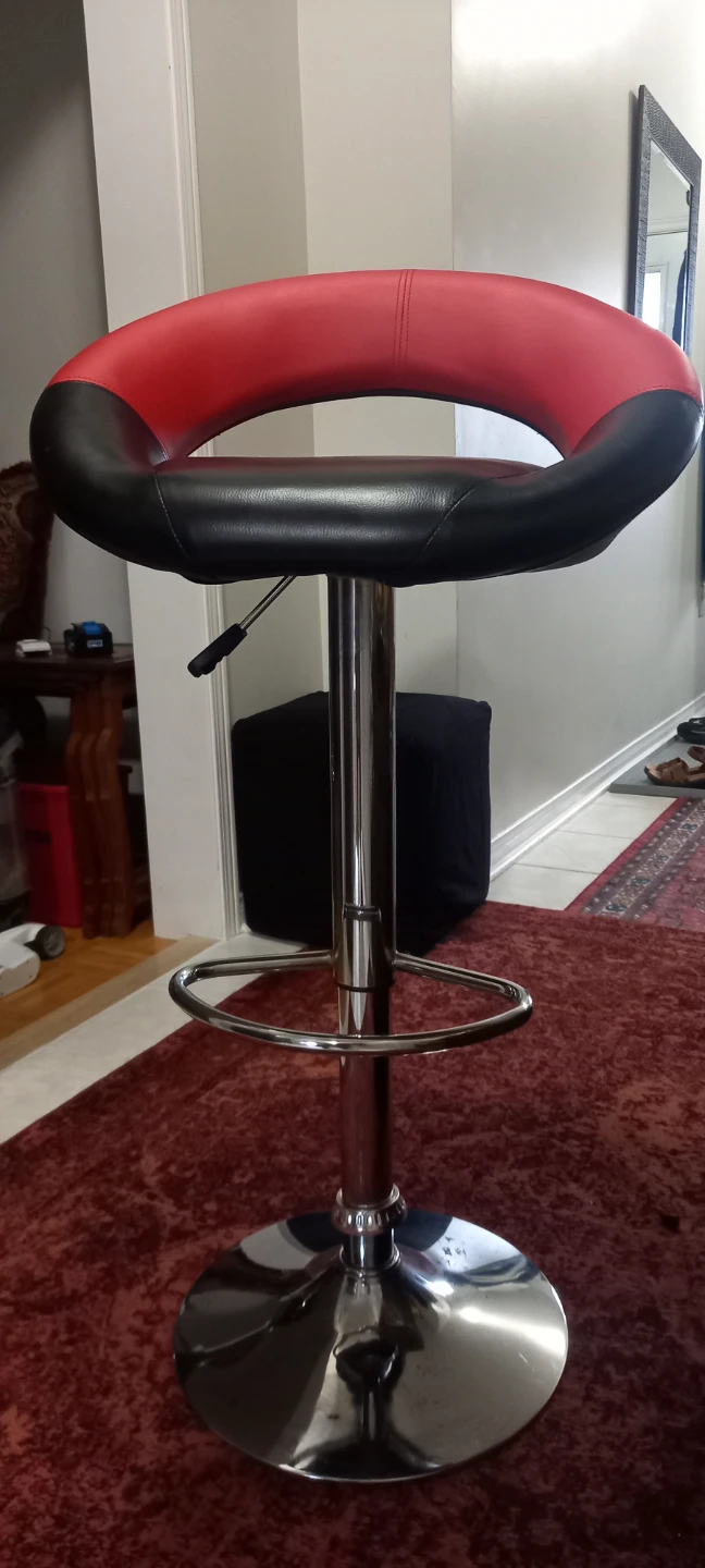 Set of 3 Adjustable Bar Stools - Red & Black