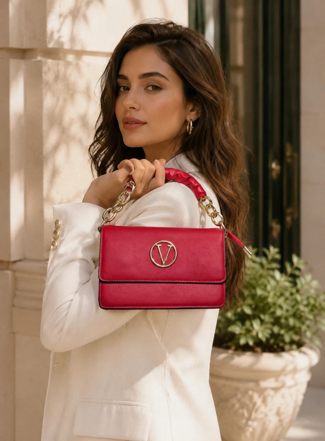Valentino Red Leather Shoulder Bag