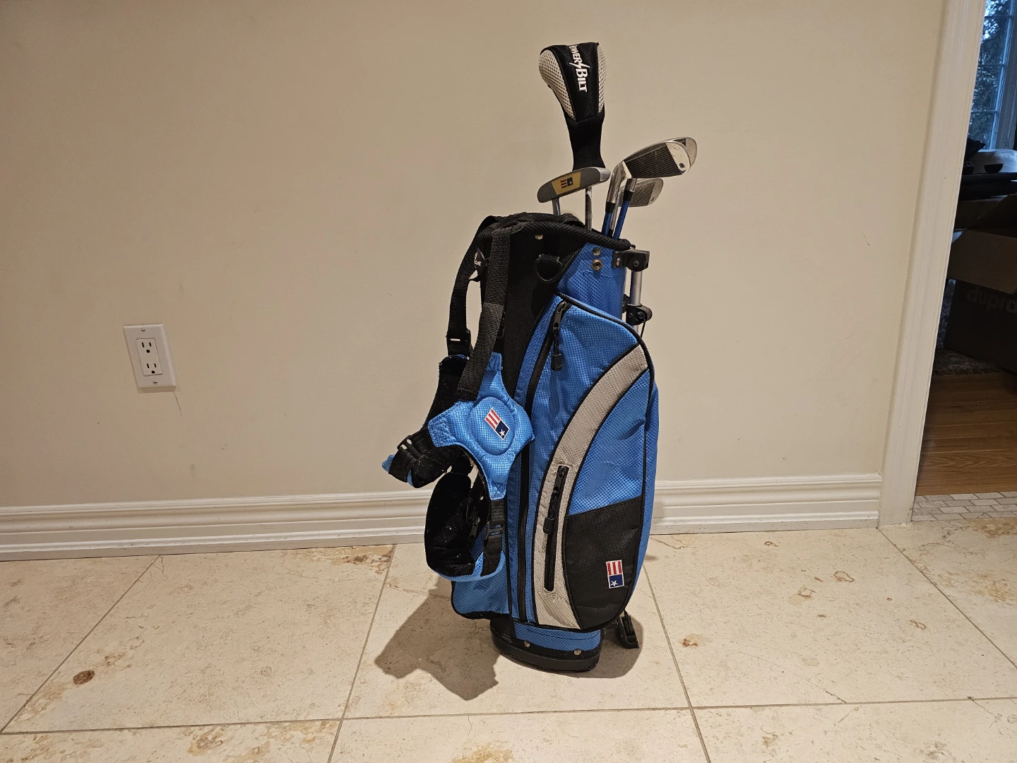 Children Blue Golf Bag with 5 Clubs