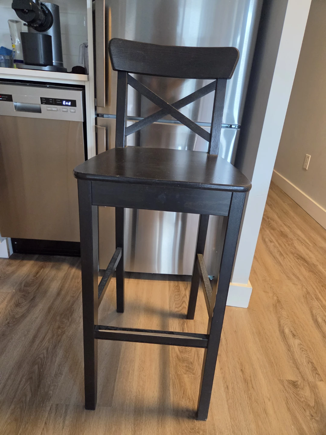 Black Wooden Bar Stool - photo 3
