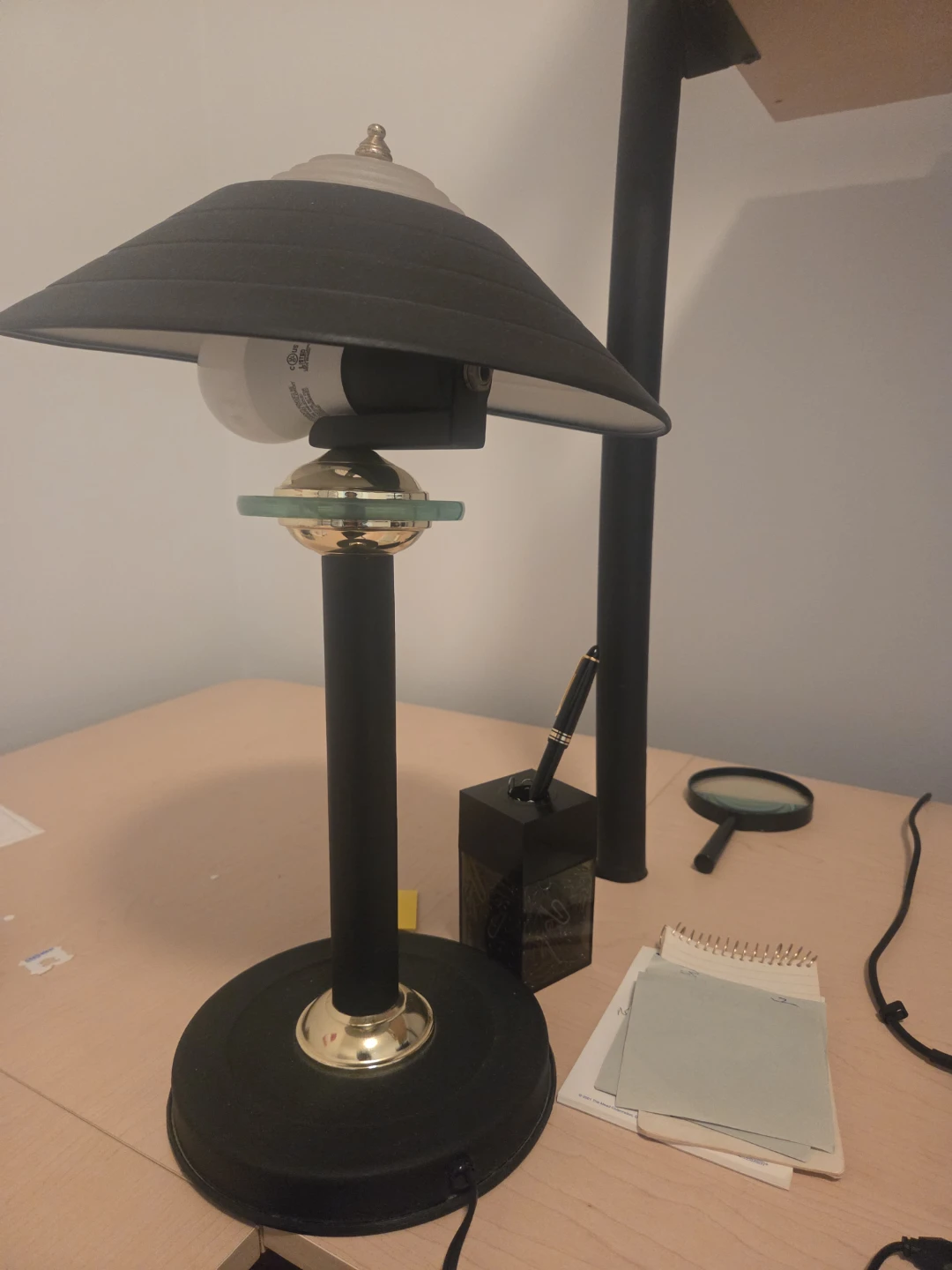 Black Desk Lamp with Brass Accents - photo 3