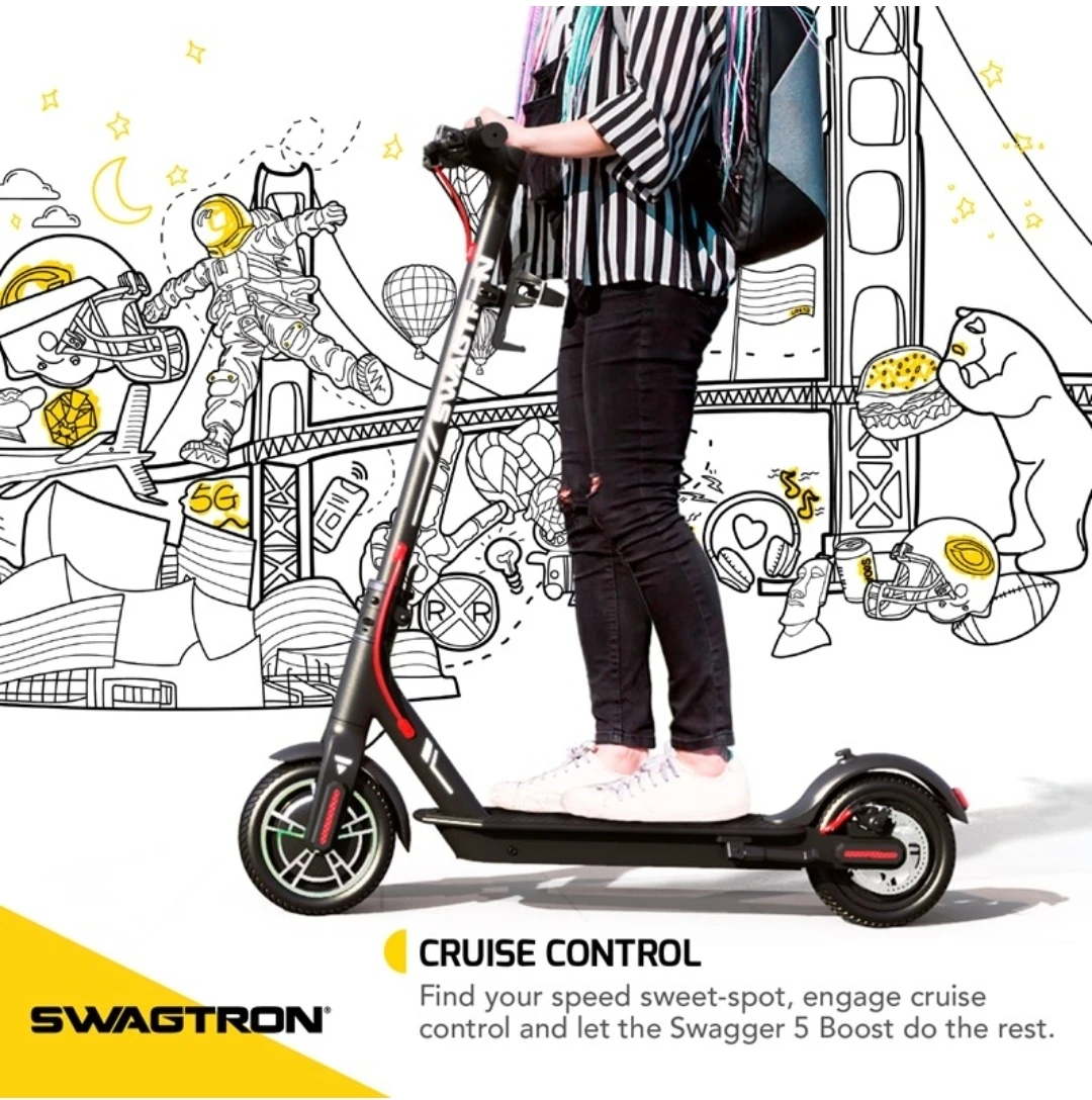 Swagtron SG5 Swagger-5 Boost Electric Scooter Black - photo 5