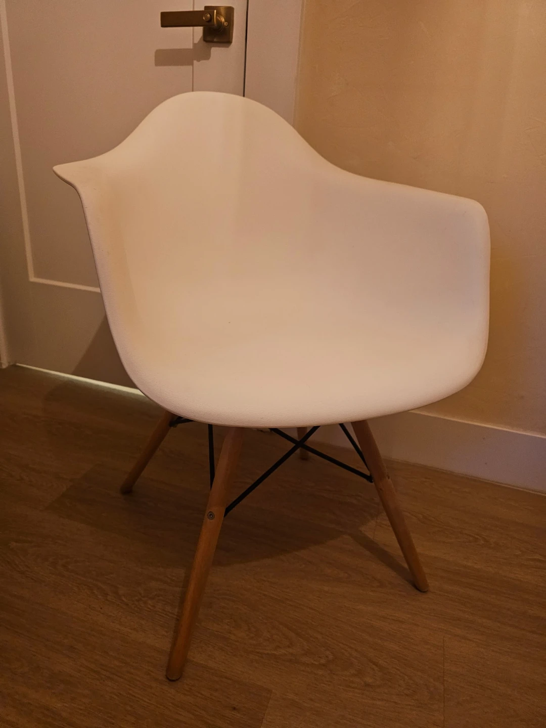 Eames White Side Chair with Eiffel Metal & Wooden Base