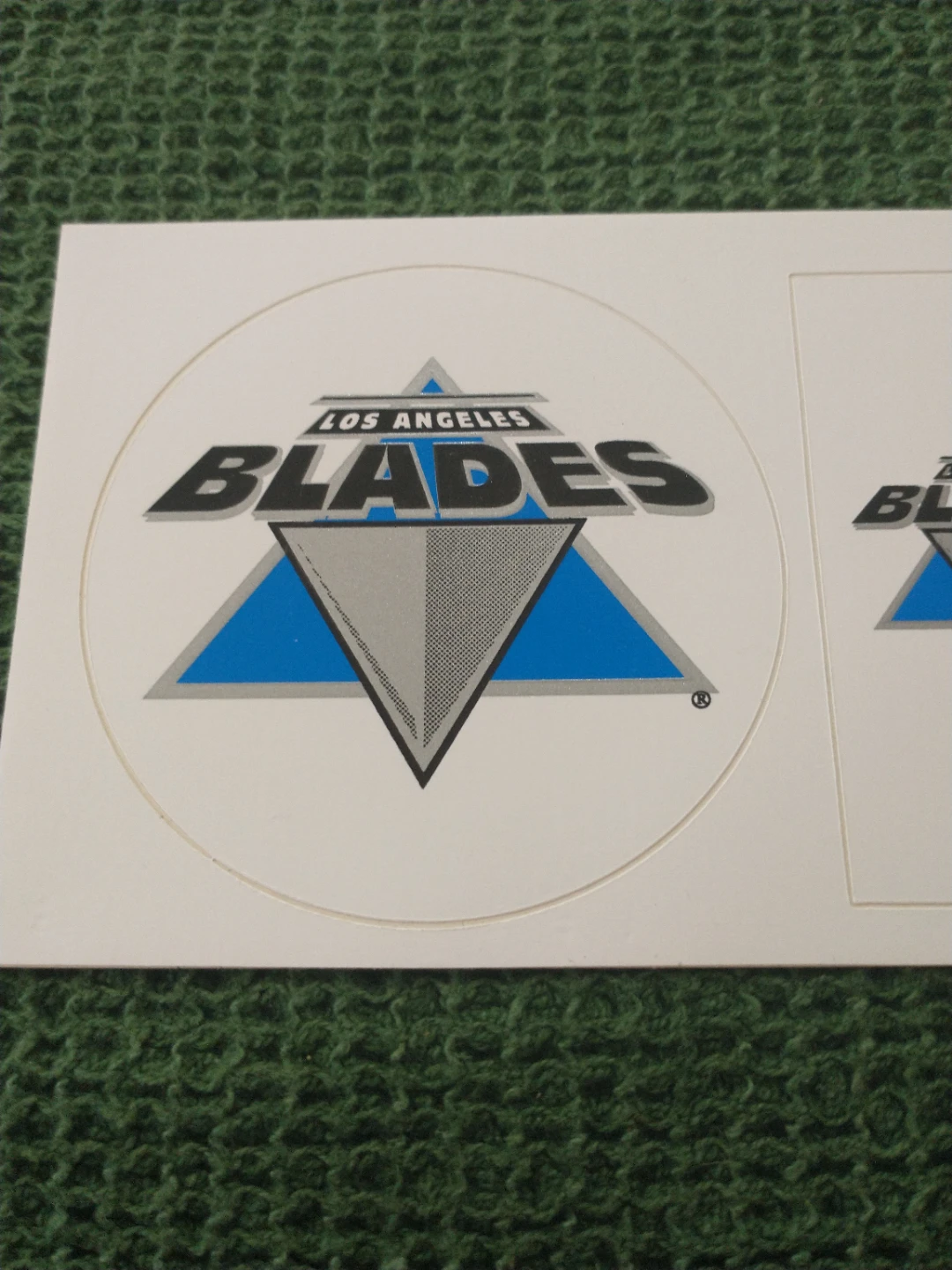 1994 defunct RHI Los Angeles Blades pro roller hockey stickers - photo 2
