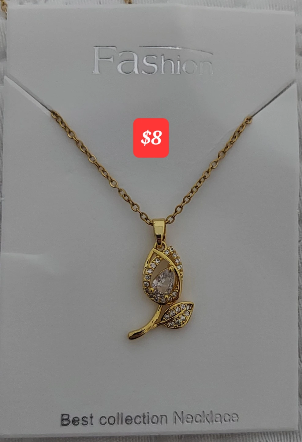 Gold Tone Tear Drop Necklace with Pearl - photo 2