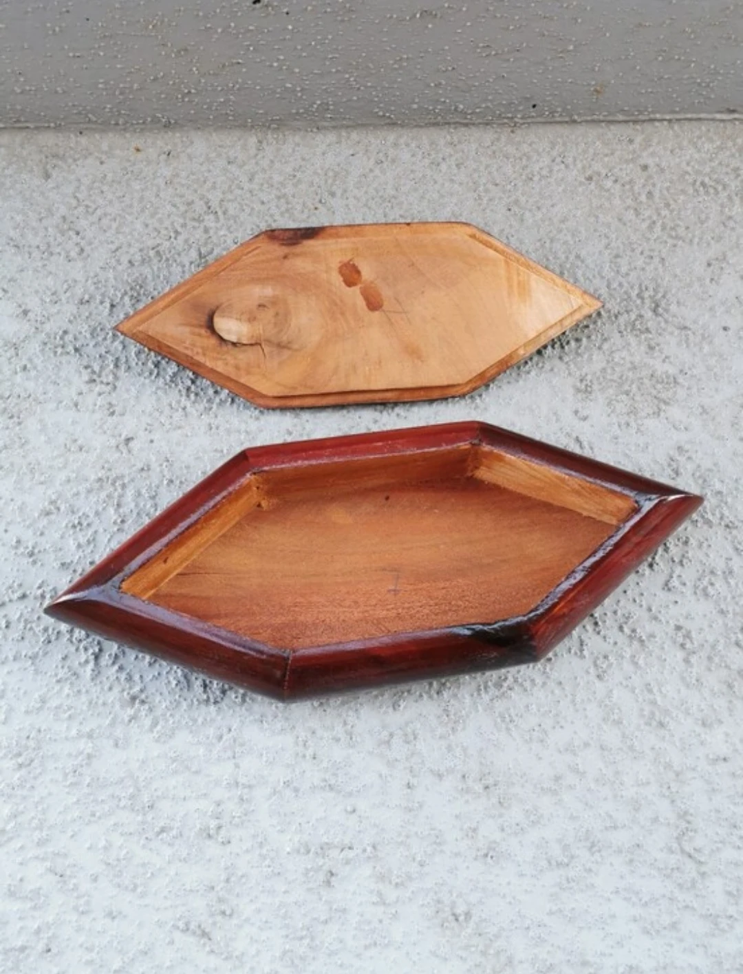 Vintage Hand Carved Hardwood Large Geometric Lidded Jewelry Box - photo 5