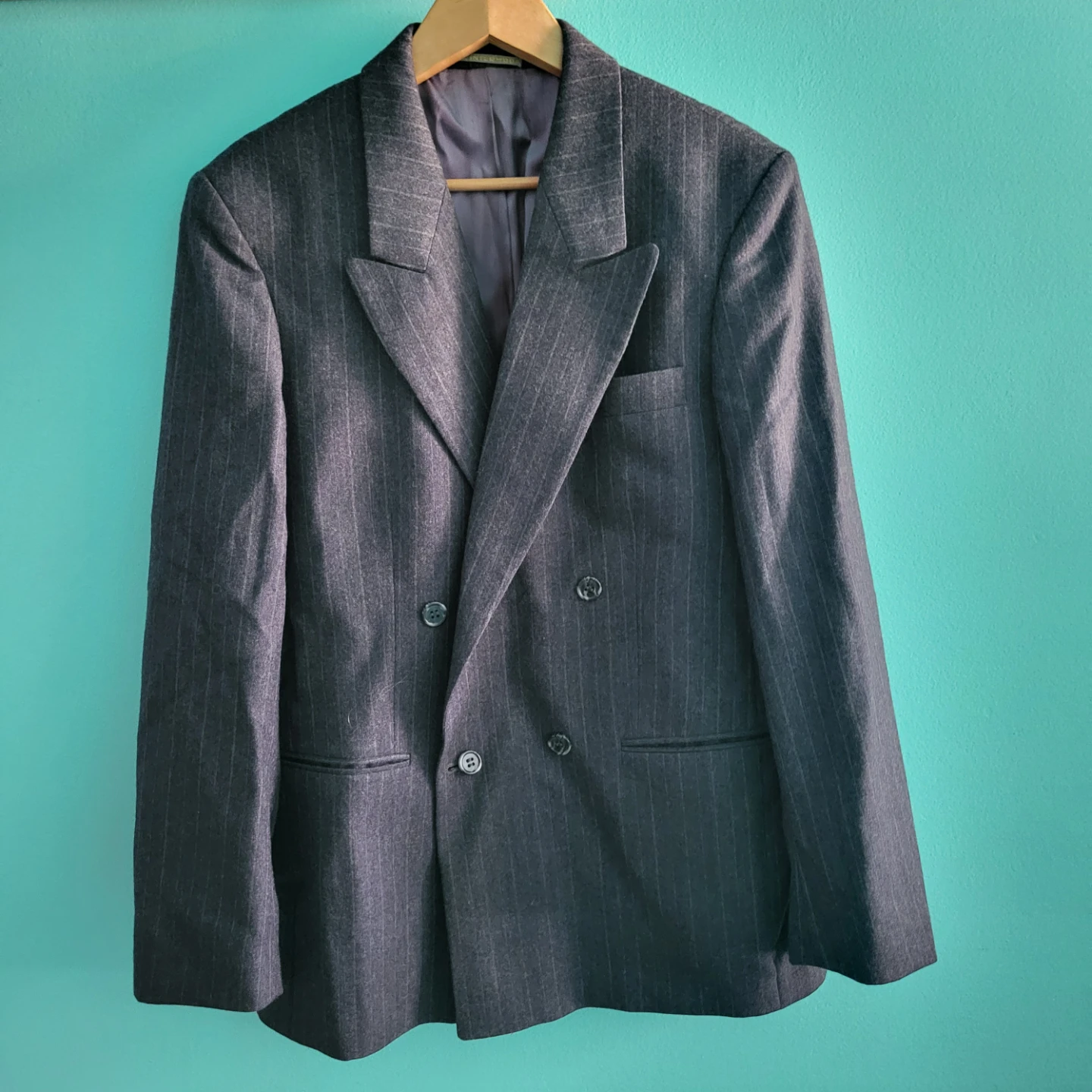 Men's Grey Pinstripe Double-Breasted Blazer and Pants