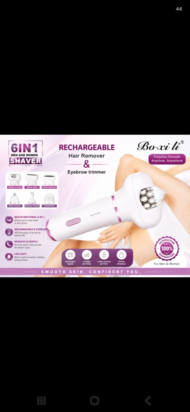Bo-xi li 6-in-1 Rechargeable Hair Remover & Eyebrow Trimmer