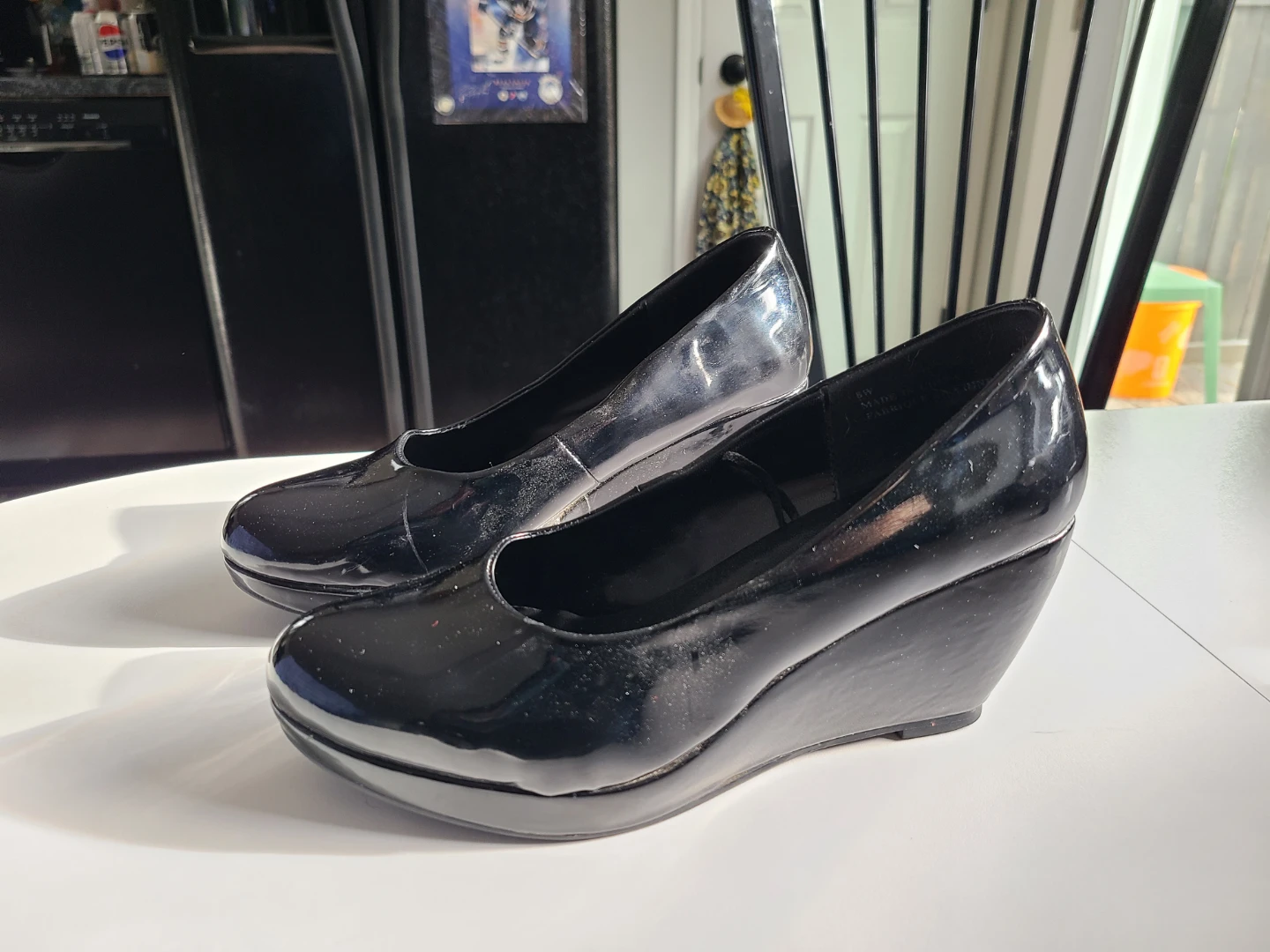 Black Patent Wedge Heels