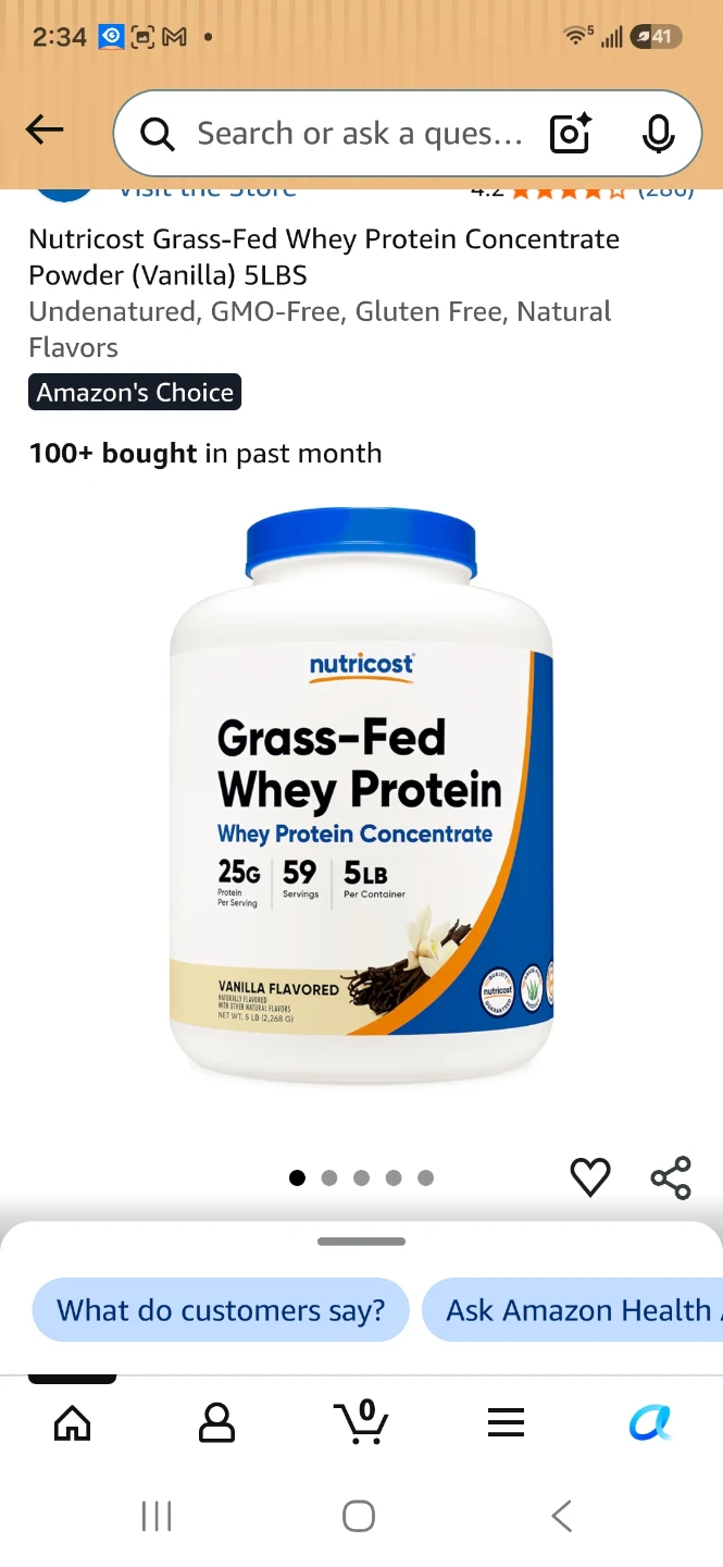Nutricost Grass-Fed Whey Protein Concentrate 5LB Vanilla