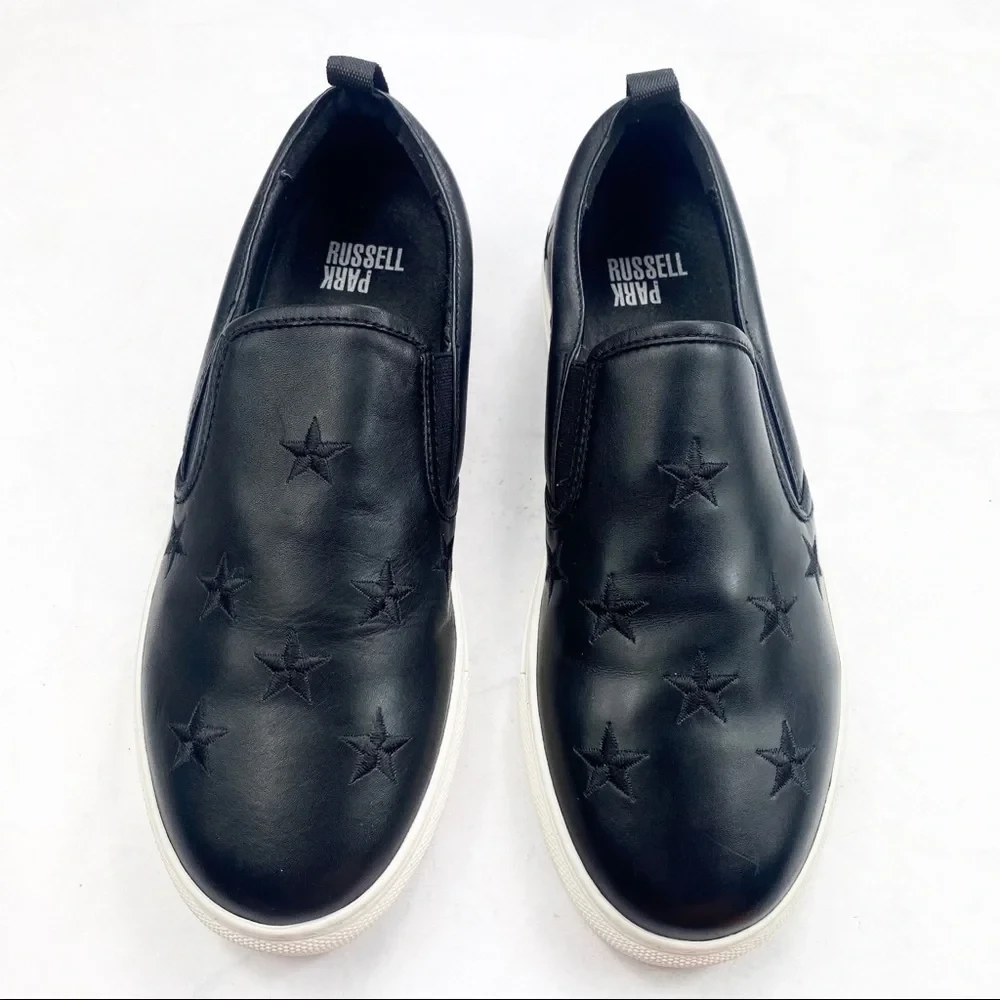 Russell Park Davide Black Star Slip-On Sneakers Size 10.5 - photo 2