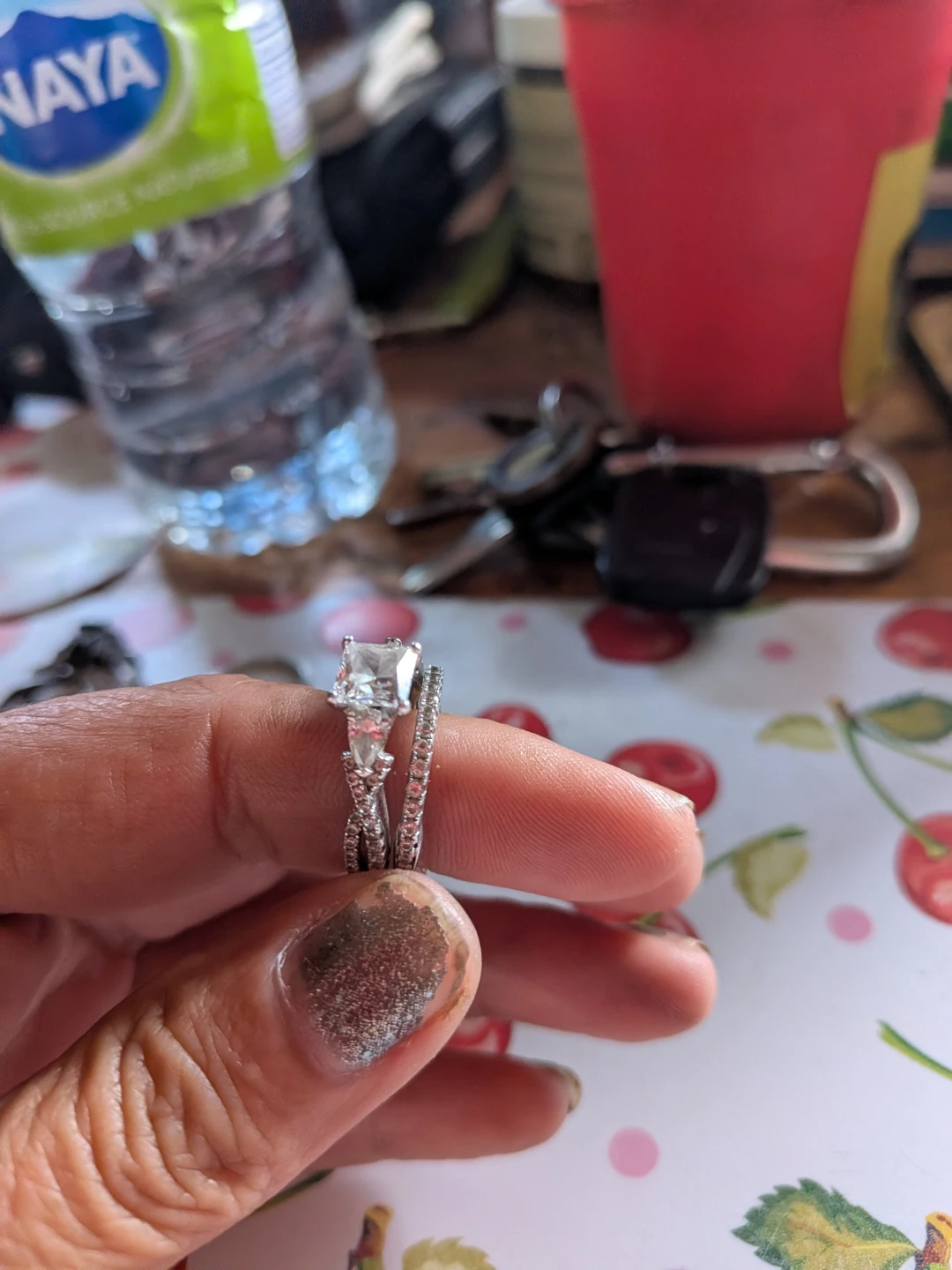 Silver Diamond Bridal Ring Set