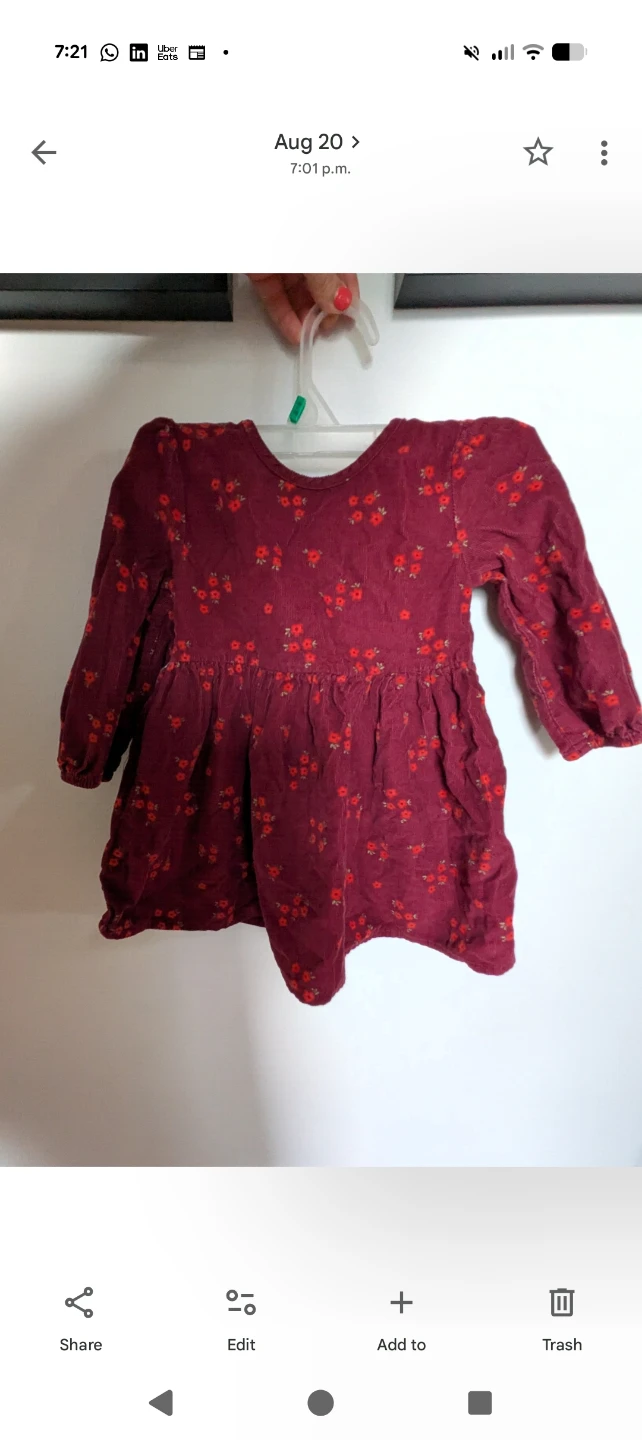 Joe Fresh corduroy baby girls dress size 2