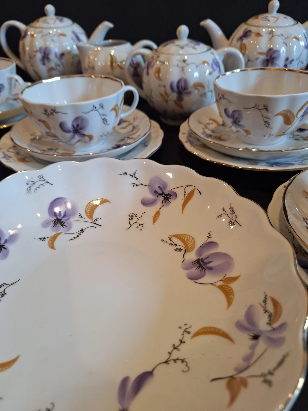 Beautiful Violets tea set porcelain Lomonosov Russia - photo 2