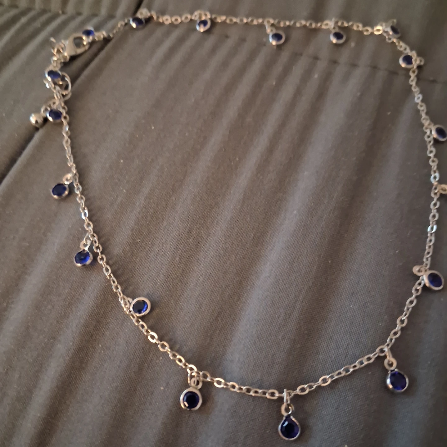 Silver-tone layered necklace with blue accents and heart pendant - photo 2