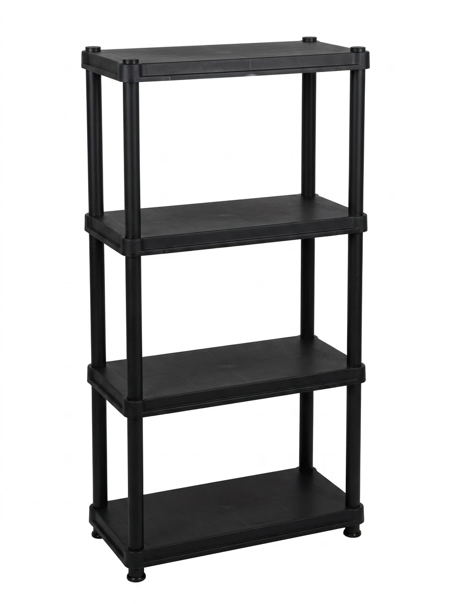 $20 for two - Black 4-Shelf Plastic Shelving Unit - photo 2