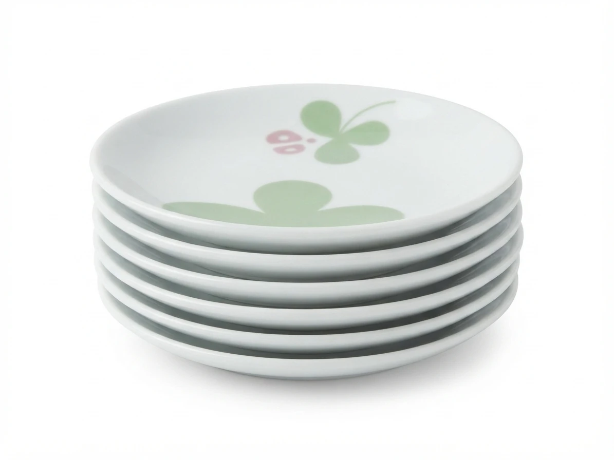 Stack of 7 Small Plates with Clover Design