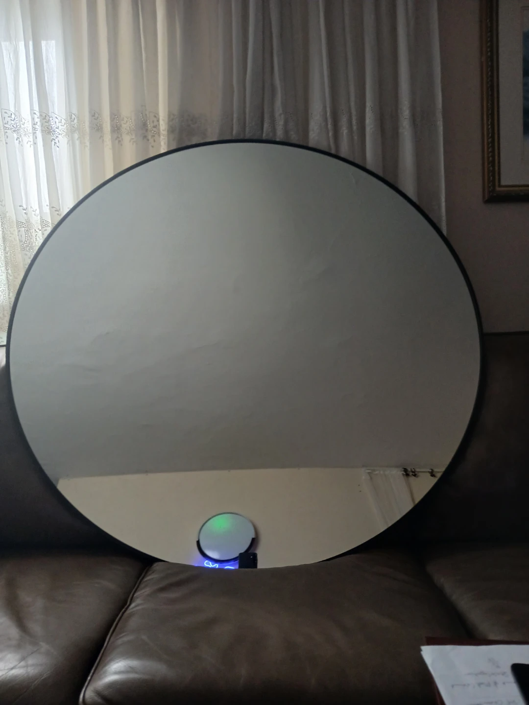 47" Round Wall Mirror with Black Frame - photo 3