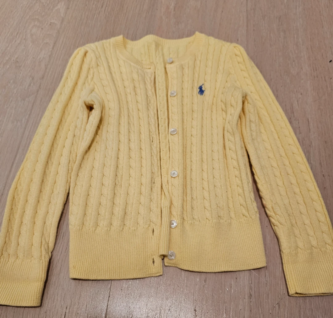 Ralph Lauren Kids Yellow Cable Knit Cardigan 6y