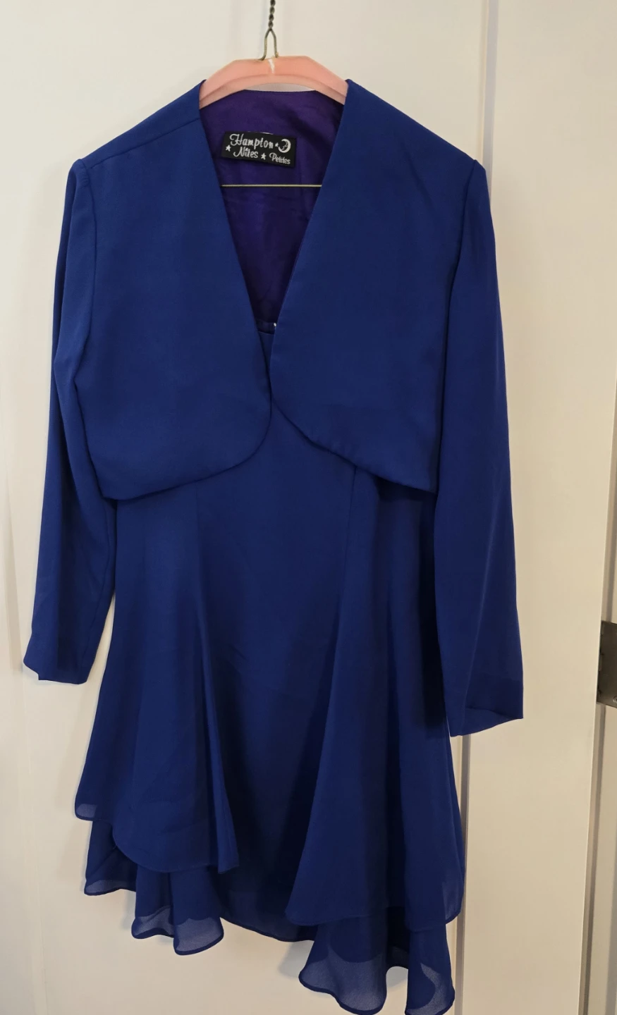 Hampton Nites Petites Blue Dress and Bolero Set