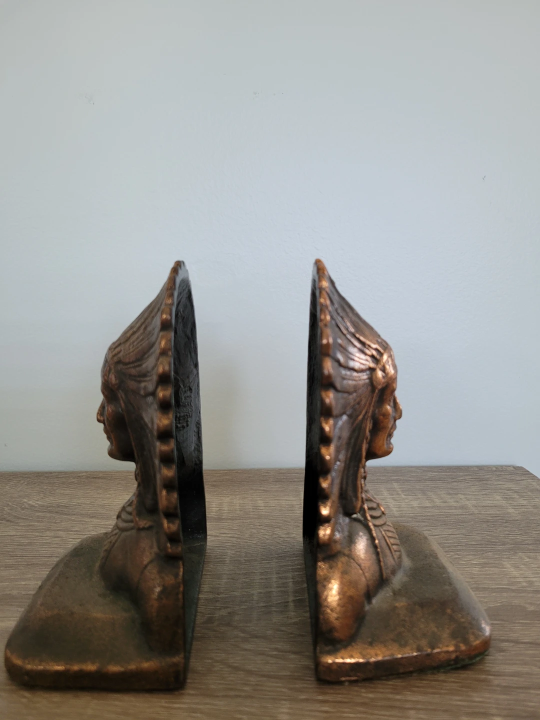 Vintage Brass Chief Head Bookends - photo 2