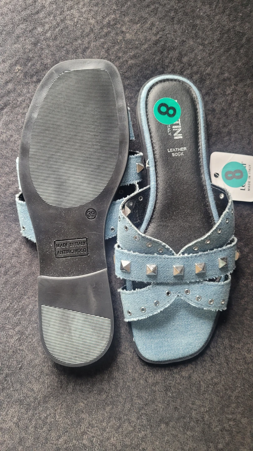 TIN Italy Women's Denim Studded Slides Size 8 - photo 2