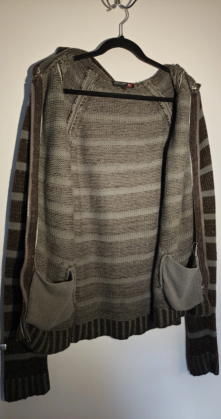 Point Zero Striped Knit Hoodie (Zip-up) w/pockets - photo 2