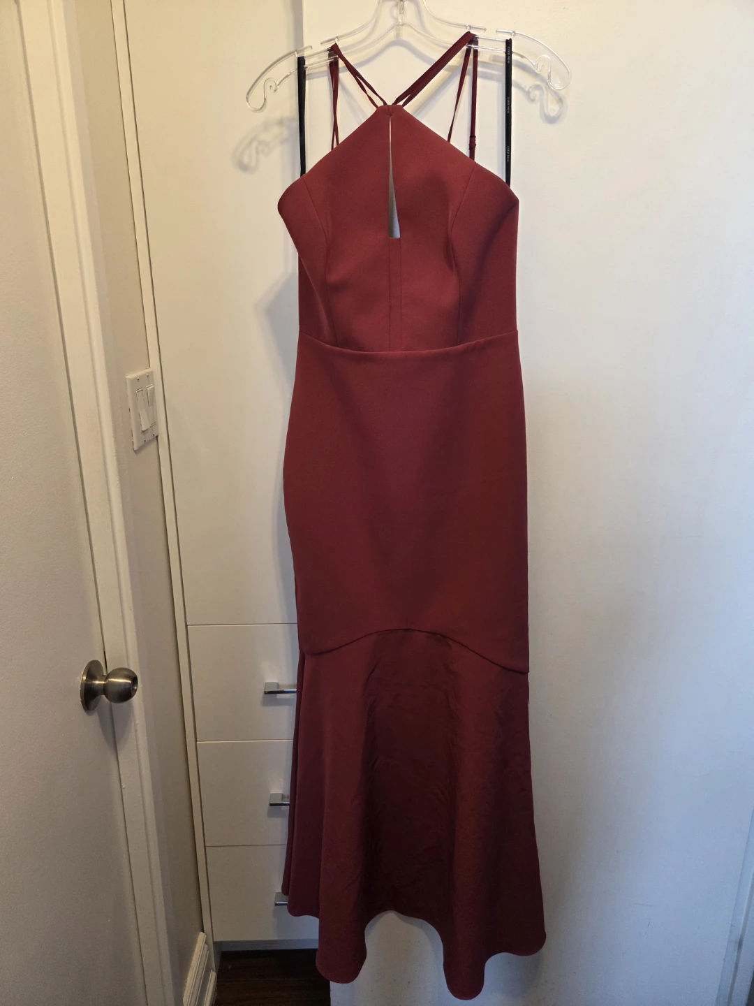 EVER-NEW Burgundy Halter Neck Maxi Dress