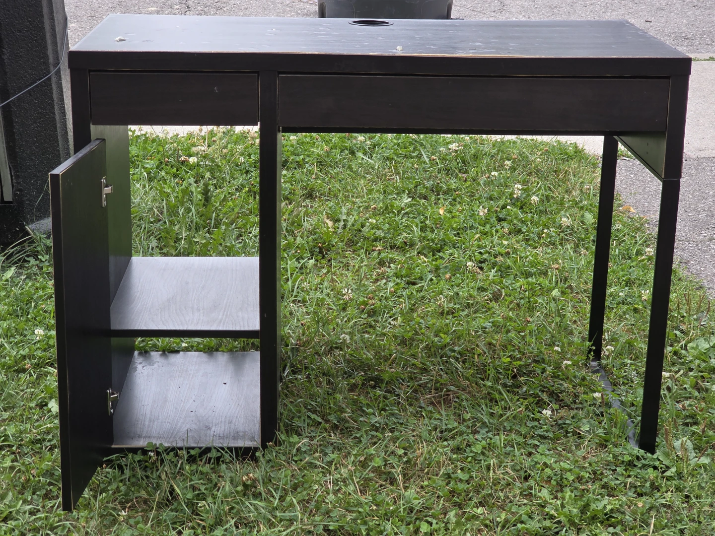Dark Brown Desk with Cabinet and Drawer