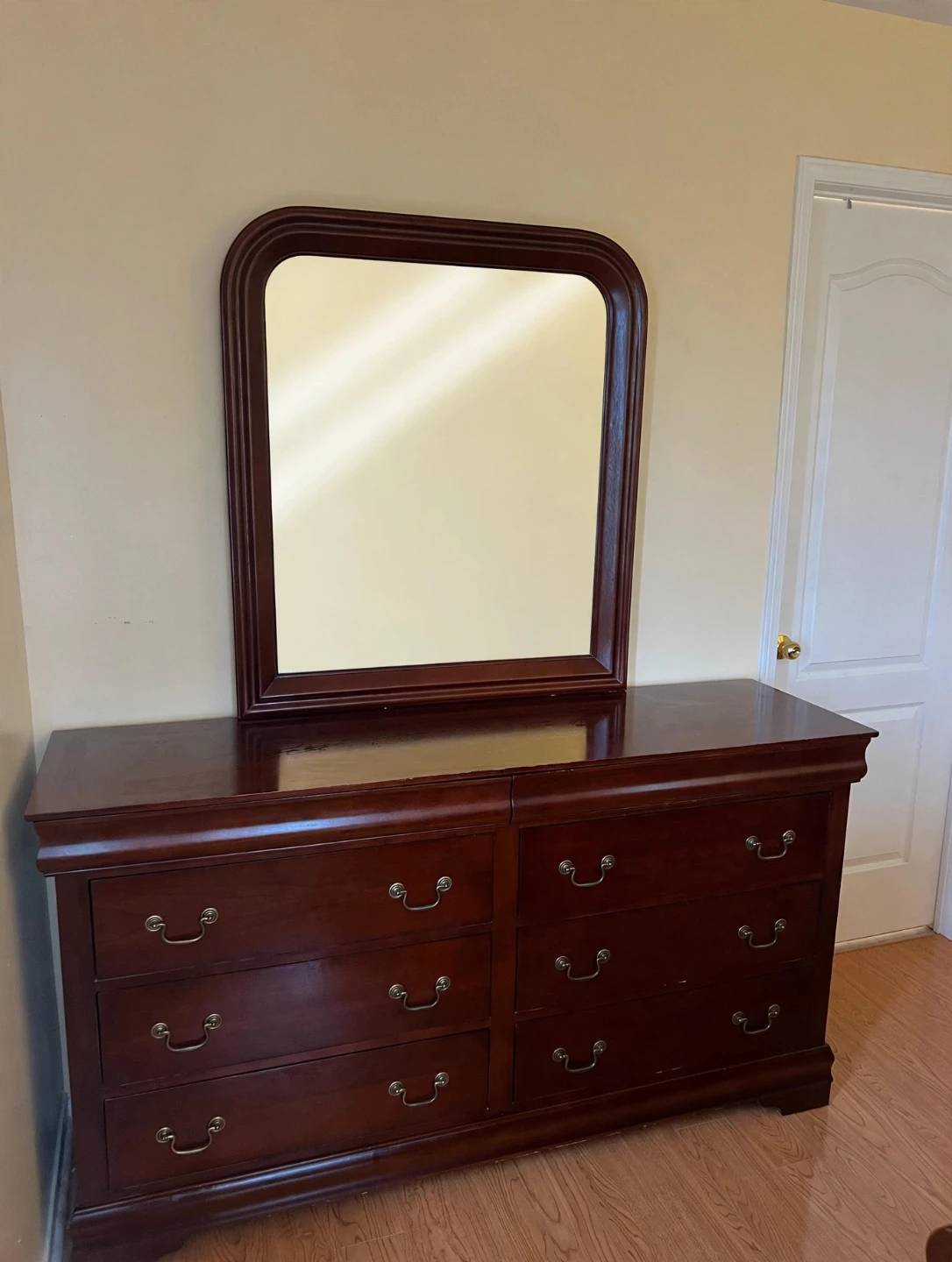 Solid Wood Dresser with Large Matching Mirror
