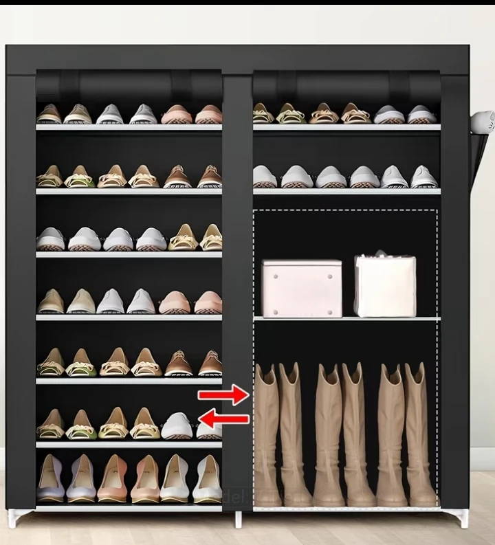 (BRAND NEW) Portable 42 Pairs Double Row Shoe Rack with Covers - photo 2