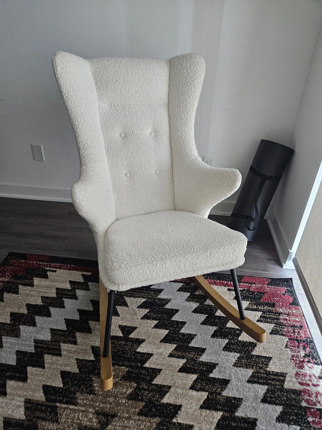 Structube GUYAN Faux Shearling Rocking Armchair - White