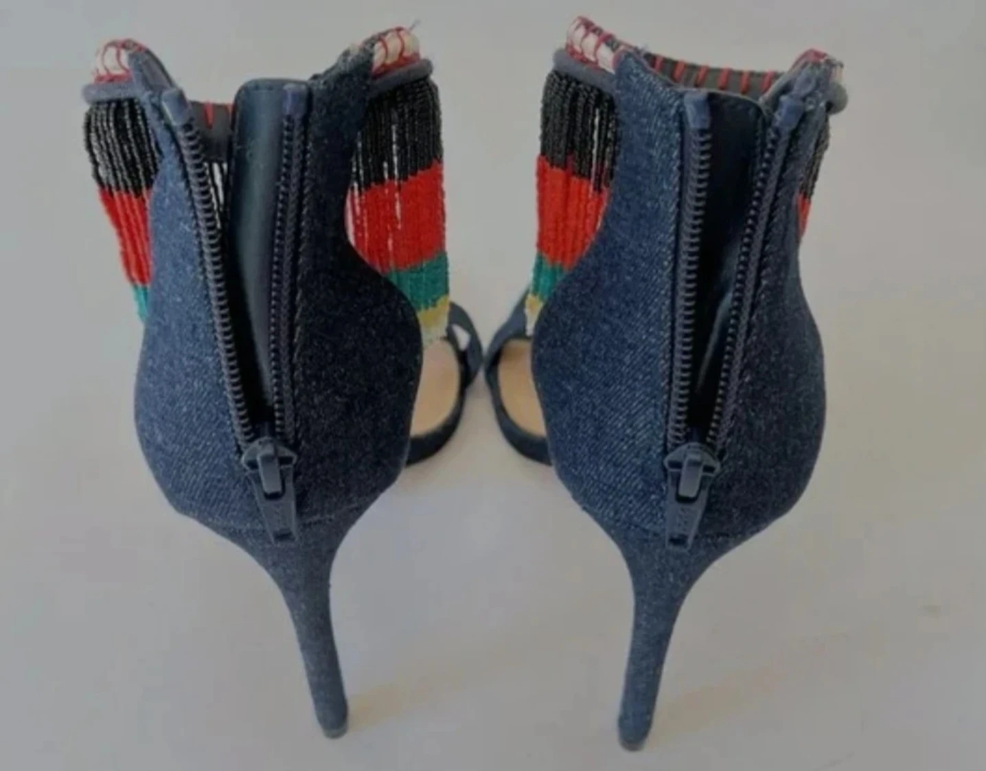 Brand New Denim Tassel Heels – Size 6 - photo 5