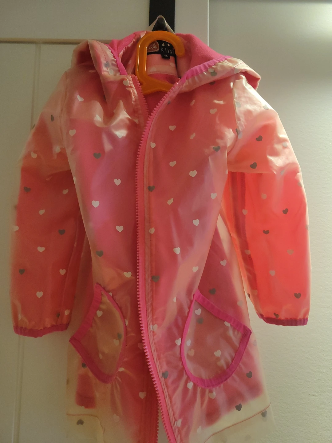 Girl Pink Rain Coat Jacket w hearts