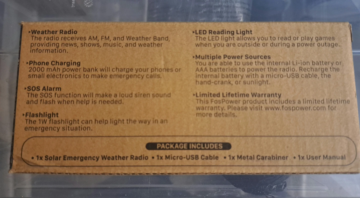 FosPower Emergency Weather Radio Model A1 - photo 3