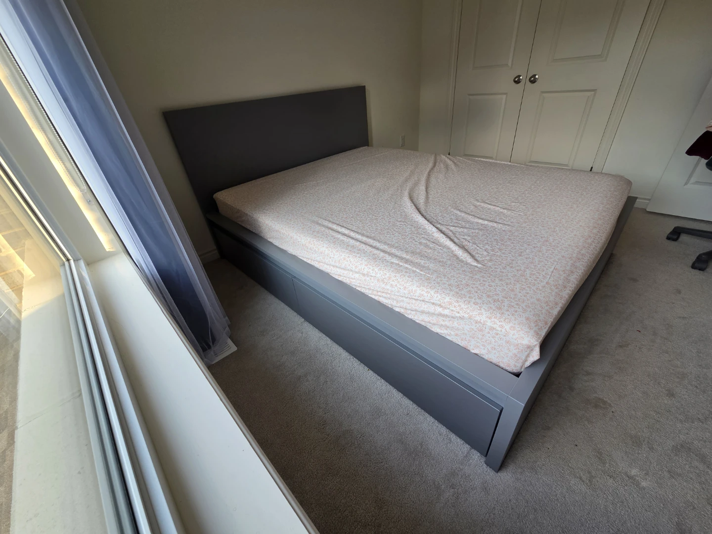 Queen - Grey Platform Bed Frame with Storage