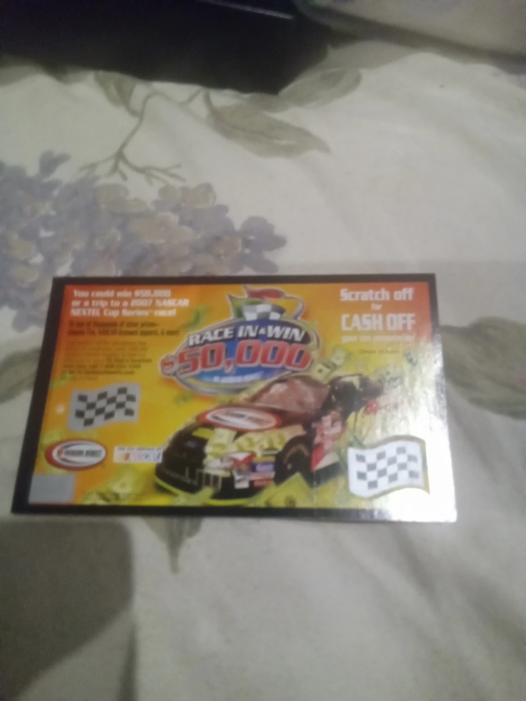 NASCAR Race in Win $50,000 Scratch Off Card