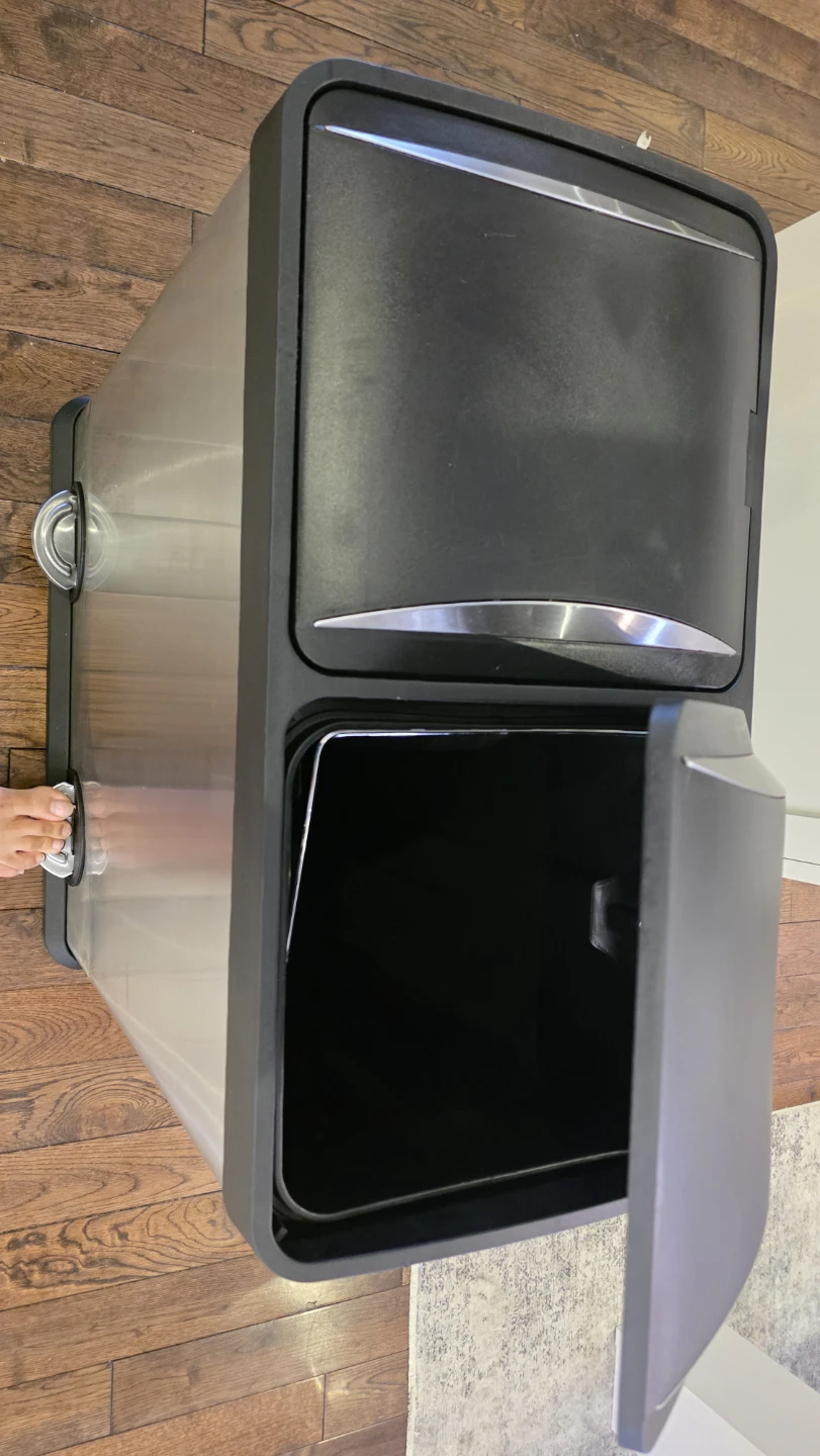 Brushed Stainless Steel Dual Compartment Kitchen Bin - photo 3