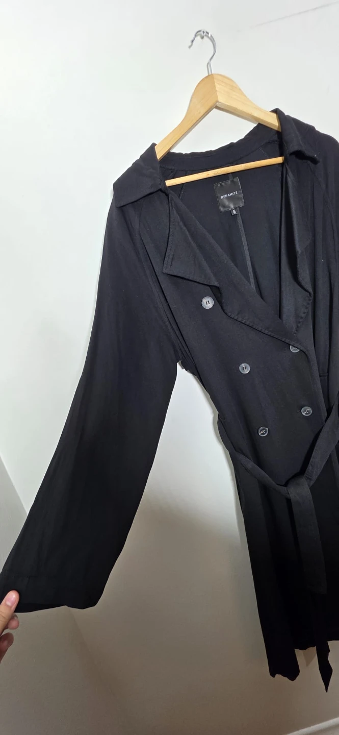 Dynamite Black Double-Breasted Trench Coat - Size M - photo 4