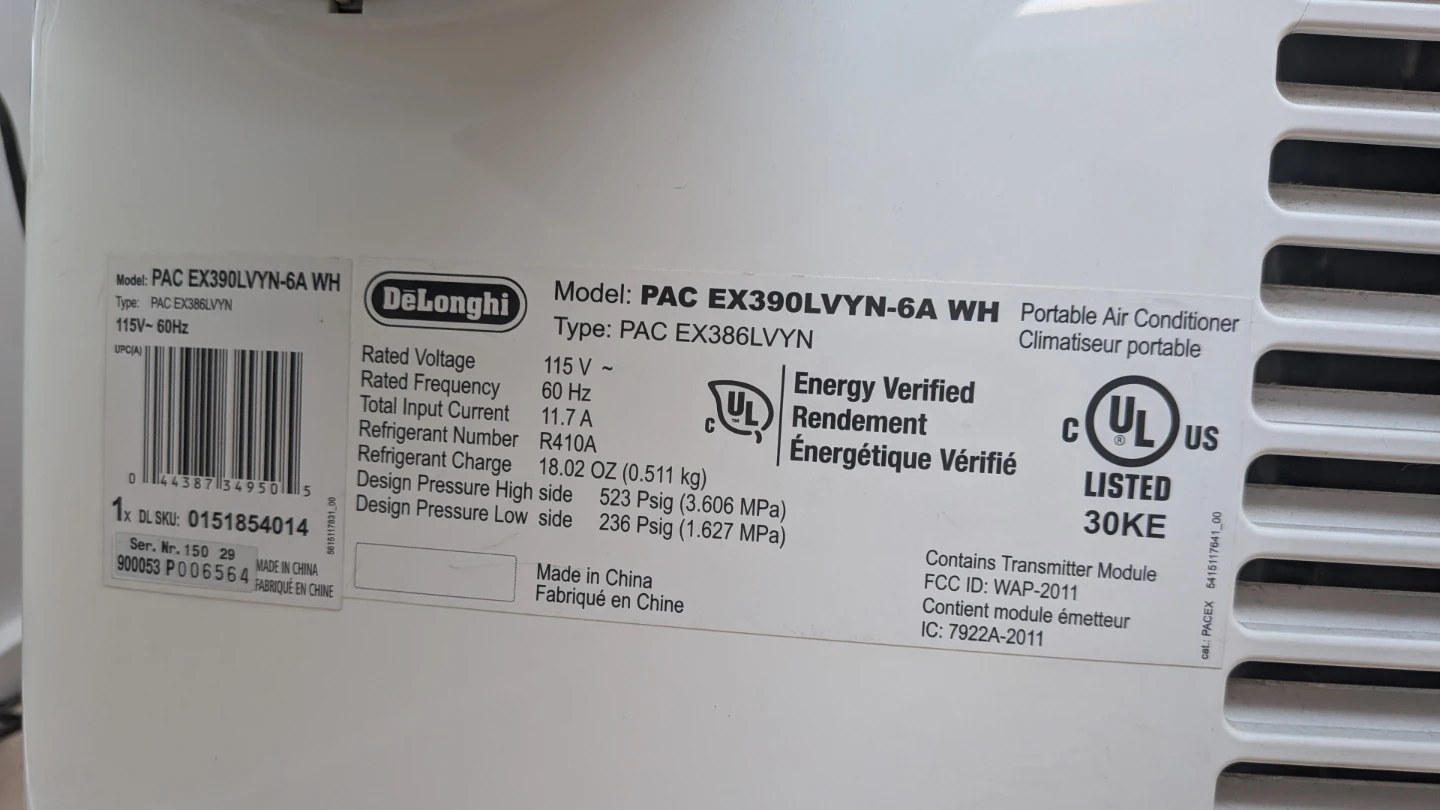 DeLonghi PAC EX390LVYN Portable Air Conditioner - photo 3
