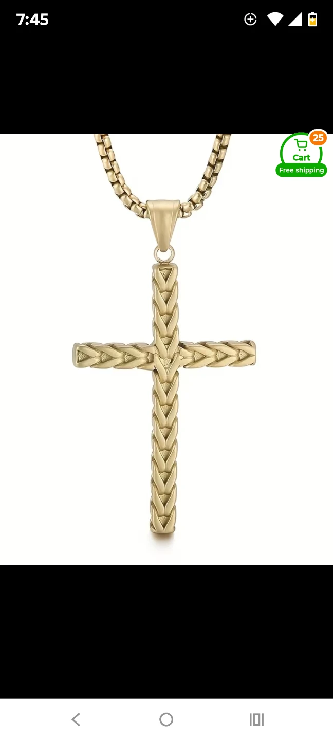 Gold Tone Cross Pendant Necklace - photo 2